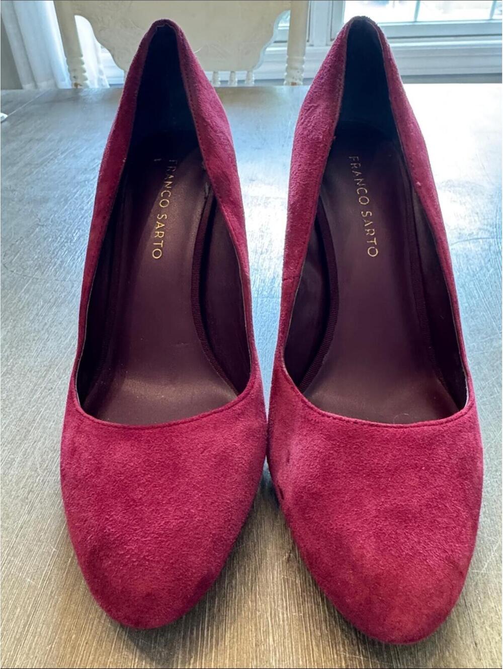 Franco Sarto Wine Suede Pointed-Toe Pumps